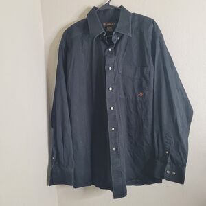 Ariat XL button front shirt men top collar longsleeve pocket black